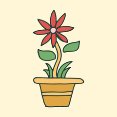 hand drawn flowers in pots illustration vector