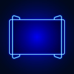 Blue neon frame on dark background, vector illustration.