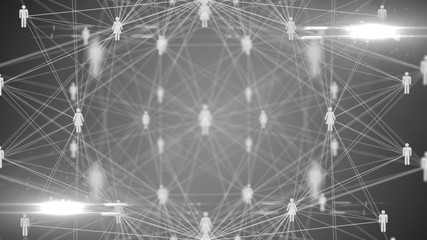 People connected via social media global wireless Internet network connection