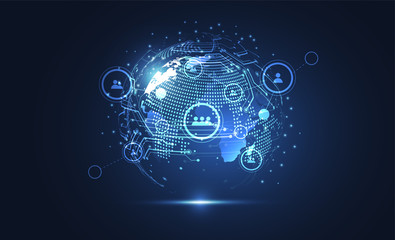 Global network connection. World map point and line composition concept of global business. Vector Illustration