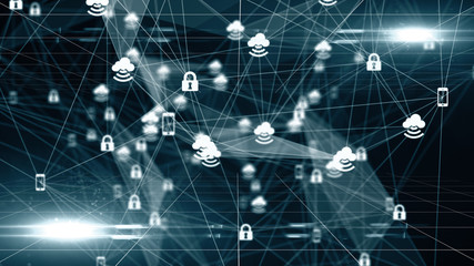 Naklejka premium Safe secure cloud computing information technology mobile internet network