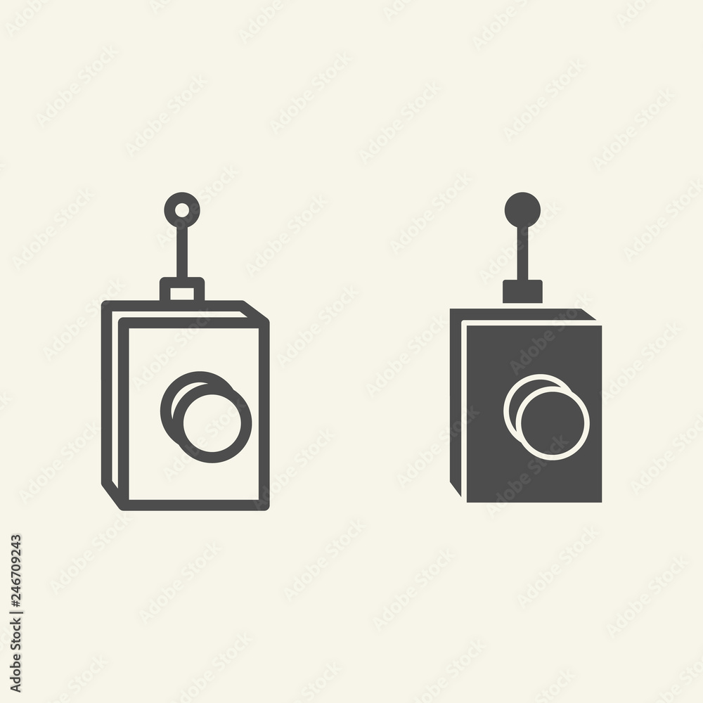 Poster remote controller line and glyph icon. remote controller with antena vector illustration isolated on