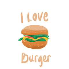 illustration of i love hamburgers