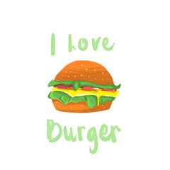 illustration of i love hamburgers