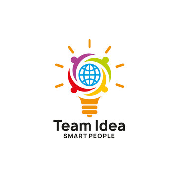 teamwork creative idea logo design template. bulb icon symbol design