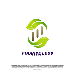 Financial with leaf Logo Design Concept. Green Finance logo Template Vector Icon
