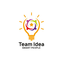 teamwork creative idea logo design template. bulb icon symbol design