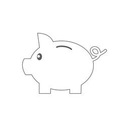  Flat icon piggy bank isolated on Blue background. Vector illustration.