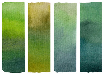 Abstract  hand painted watercolor pattern green yellow gradient background