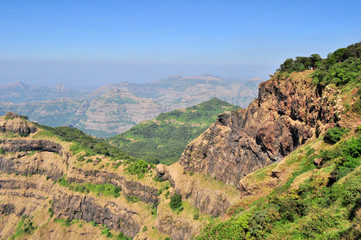 landscape with mountains and blue sky