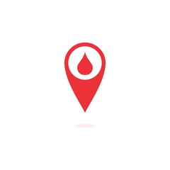 Pin location with blood drop logo