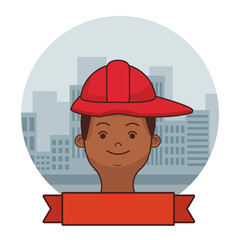 firefighter hero face cartoon