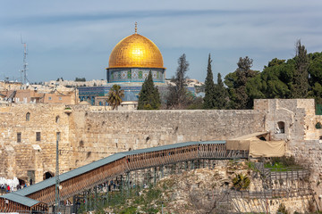 Obraz premium The Wailing Wall andThe Dome of the Rock - Jerusalem