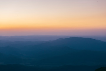 Fototapeta na wymiar Sunset Dusk Light Over Mount Buffalo Landscape in Victoria, Australia.