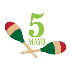 Pair of maracas. Cinco de mayo. Vector illustration design