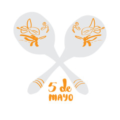 Pair of maracas. Cinco de mayo. Vector illustration design