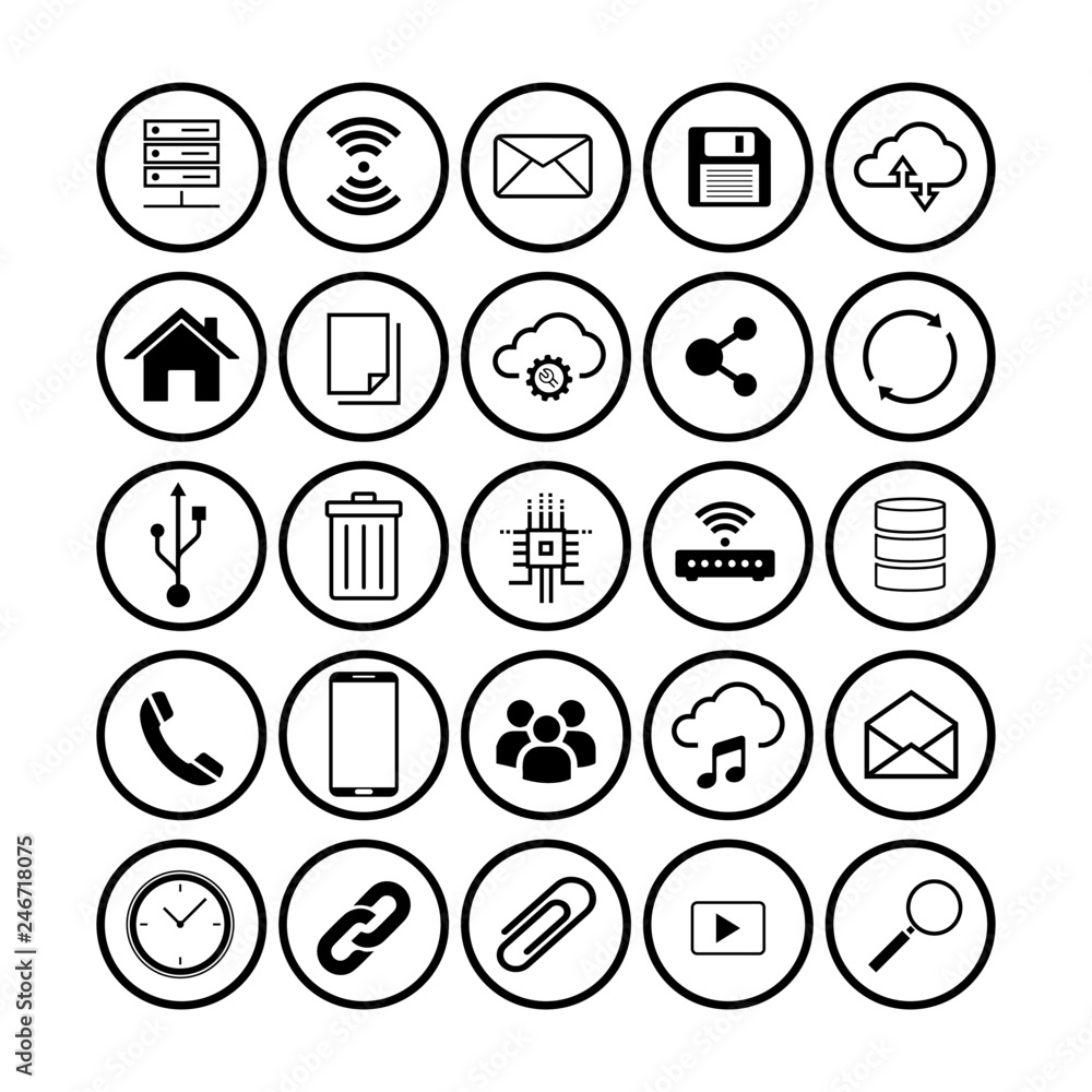 Aufkleber set of cloud, web and mobile icons for it. vector illustration of information technology and communi