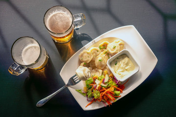 Dumplings with beer