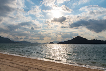 The beach of Okunoshima ( Rabbit Island ) in the Seto Inland Sea. Hiroshima prefecture, Japan.