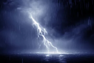 Tuinposter Lightning storm 3d rendering over Black sea near © releon8211