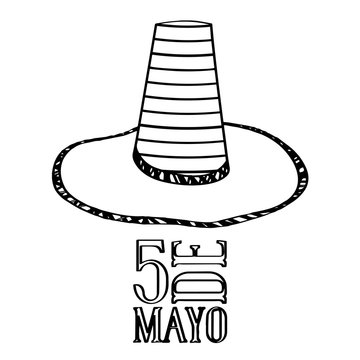 Outline of a mexican hat. Cinco de mayo. Vector illustration design