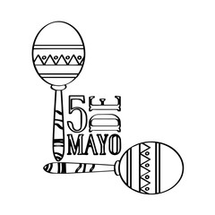 Outline of maracas. Cinco de mayo. Vector illustration design