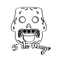Sketch of a happy mexican skull. Cinco de mayo. Vector illustration design