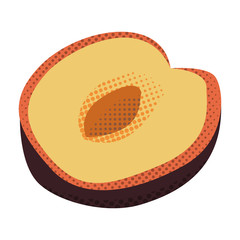 Isolated plum. Halftone style. Vector illustration design