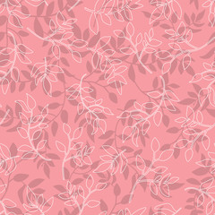 Seamless pattern with foliage and branches's shadow illustrated in cute colored