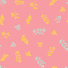 seamless pattern background with cute foliage in pastel color