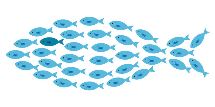 魚の群れがつくる大きな魚 Stock イラスト Adobe Stock