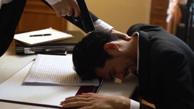 Business Manager blaming employee who getting stressed ,pressure at office.