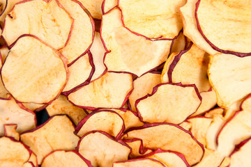 Dried Apple slices close up