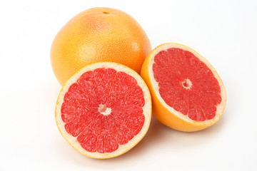 Citrus cut fruit grapefruit on white background