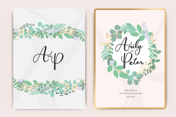 Summer in copper Wedding Invitation themes, floral invite thank you, rsvp modern card Design in tropical leaf greenery  branches decorative Vector elegant rustic template