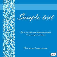 Place for text template, blue greeting postcard.