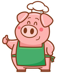 Vector illustration of Cute Pig Chef – Adorable Cartoon Cooking Character