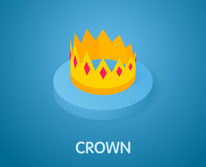 Crown isometric icon. Vector illustration. 3d concept