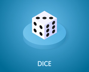 Dice isometric icon. Vector illustration. 3d concept