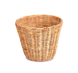 Empty wicker basket isolated on white background