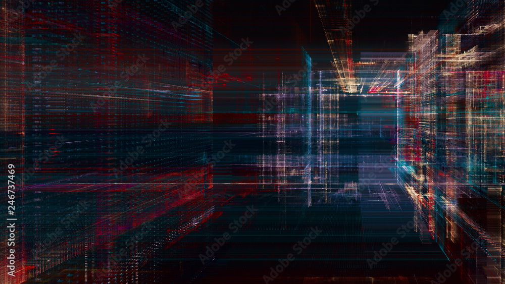 Poster abstract background. digital data visualization. 3d illustration based on fractal graphics.