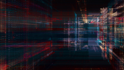 Abstract background. Digital data visualization. 3D illustration based on fractal graphics.