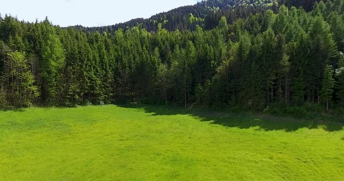 AERIAL - Flight with the DJI Phantom 4 in the area W&radic;&part;rgl Tirol with view on the surrounding landscape and the mountains