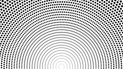 Fototapeta na wymiar A small black spot arranged in a semi-circle on a white background