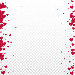 Red heart love confettis. Valentine's day borders 