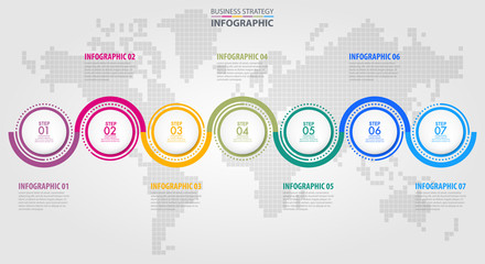 Obraz premium Infografiki biznesowe, strategia, oś czasu, ilustracja szablonu projektu