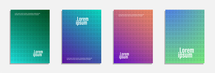Colorful and modern cover design. Set of geometric pattern background