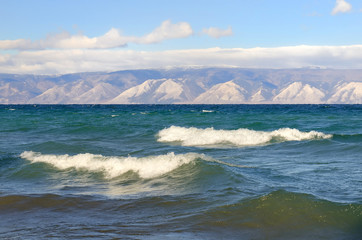 Storm on lake Baikal, Russia
