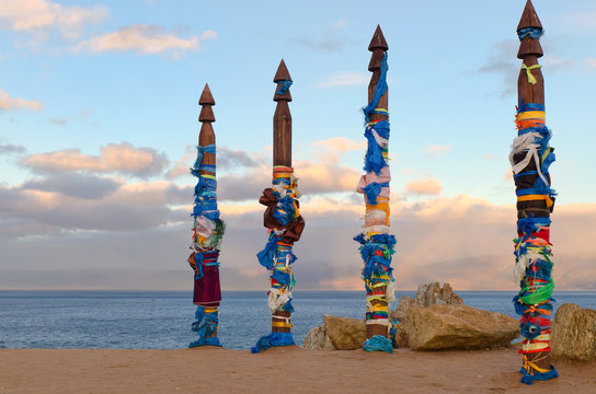Sacread buryat place on Olkhon island, lake Baikal, Russia