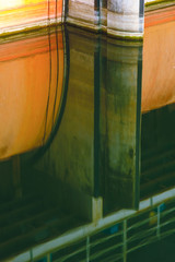 Reflections in the water of the barrage.